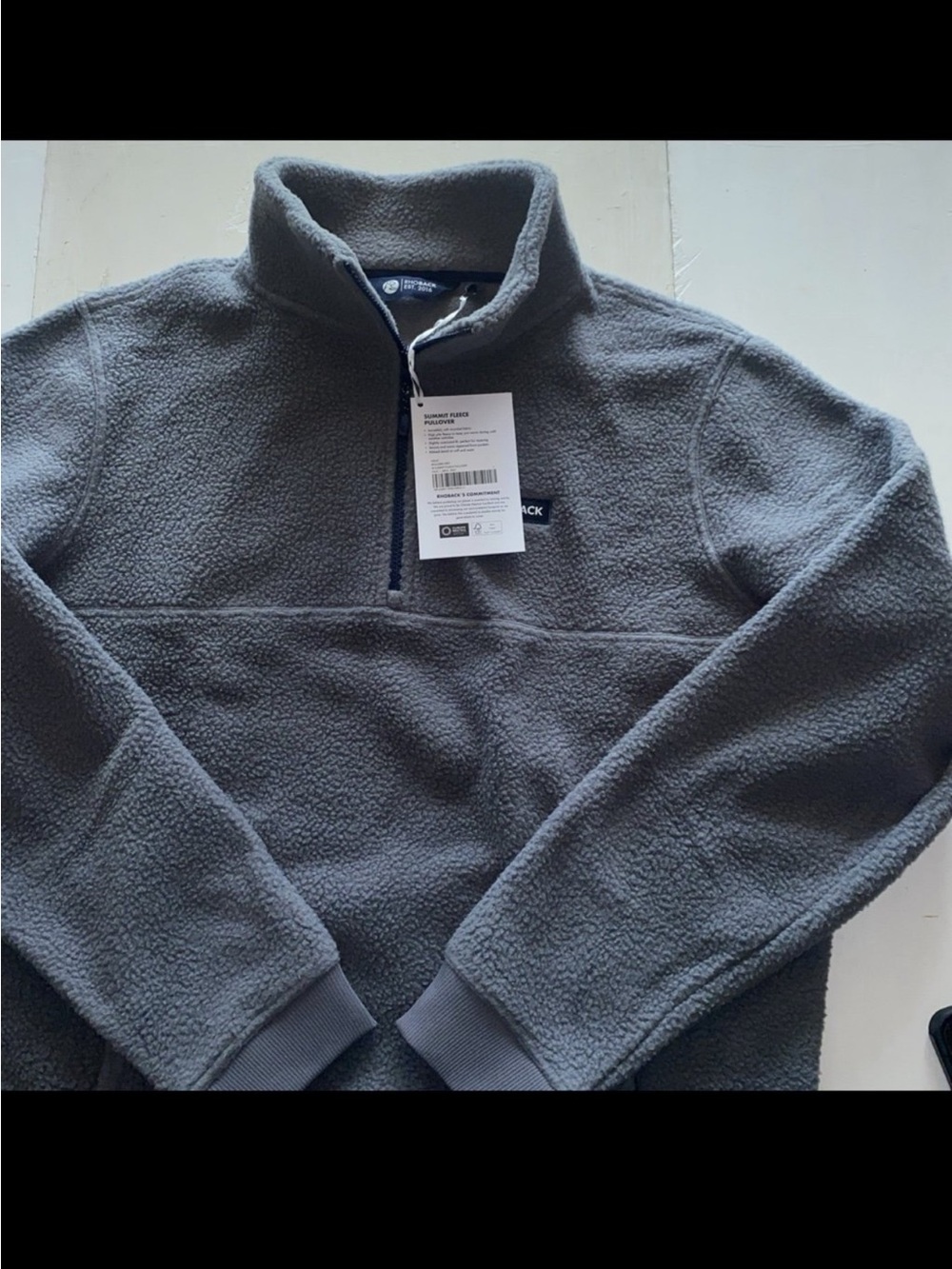 NWT Rhoback Men’s Gray summer fleece Sherpa Half-Zip Pullover